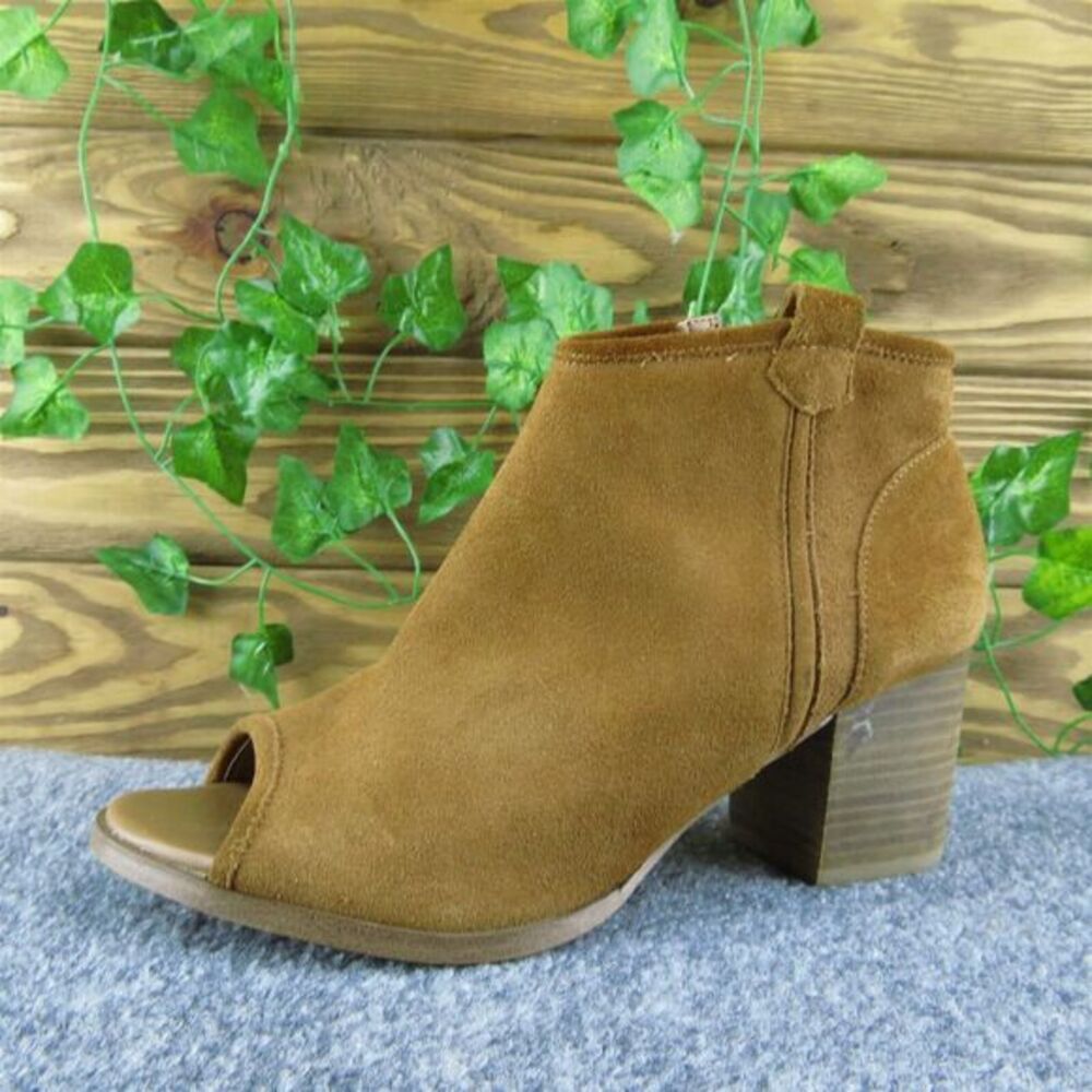 Aldo Peep Toe Women Bootie Boots Brown‎ Suede Zip Size 7 Medium